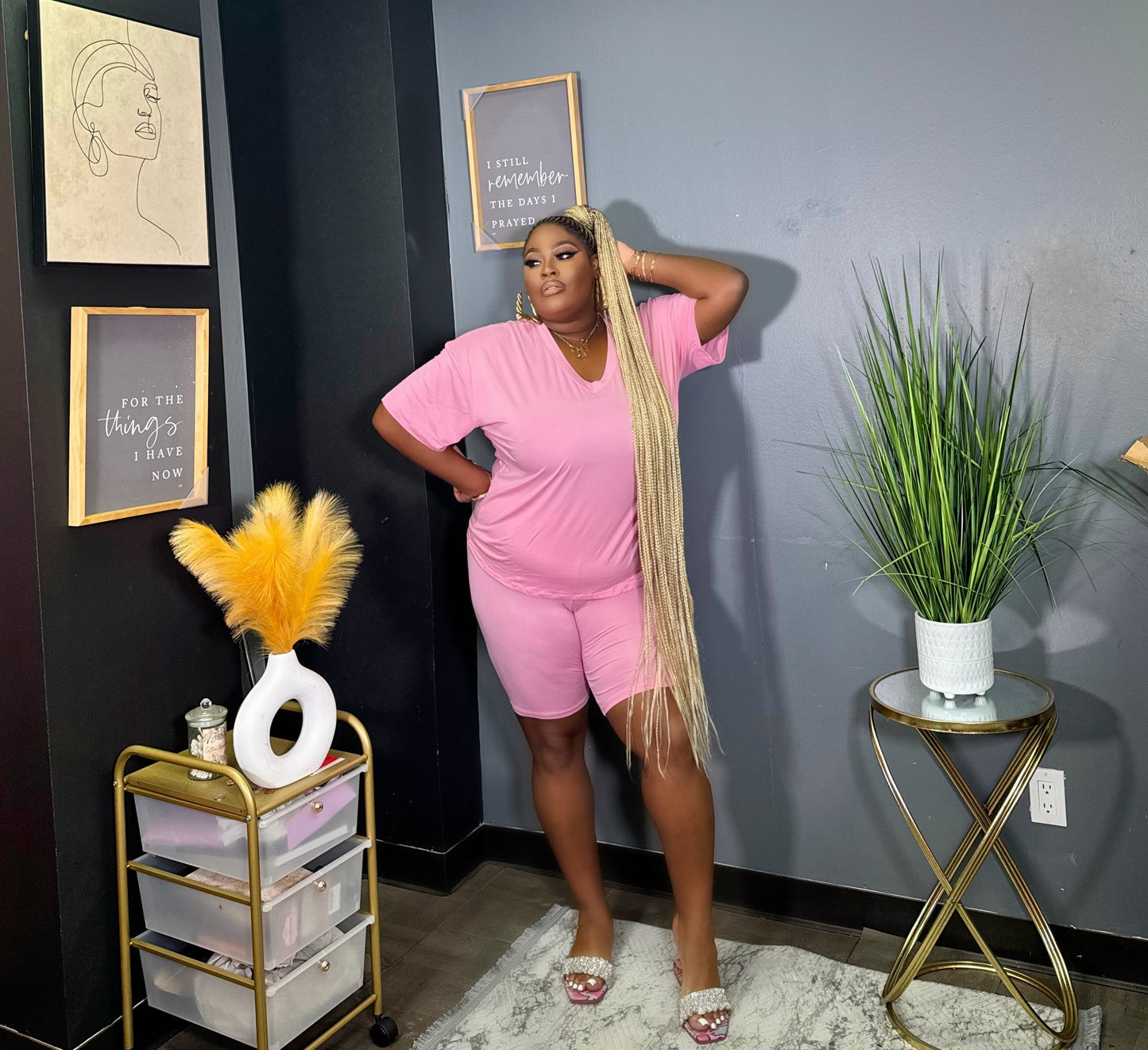 Powder pink 2pc set (plus only)